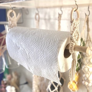 Porta-toalhas de papel estilo boho / Cabide para toalhas de papel em macramê / Porta-guardanapos de papel / Dispensador de papel-toalha de cozinha