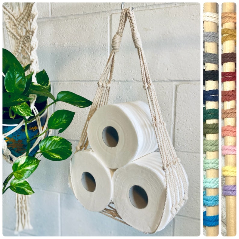Macrame Toilet Paper Hammock / 22 Colors Available / Toilet Etsy