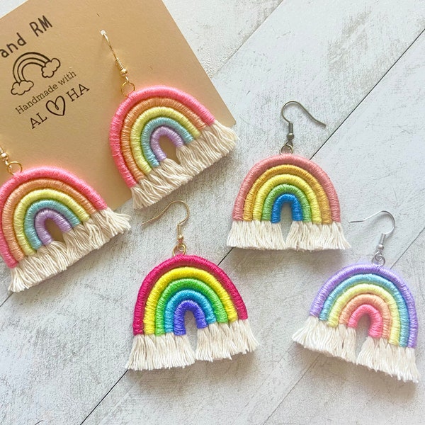 Macrame rainbow earrings / Five-colored rainbow / One order is one pair (2 earrings)