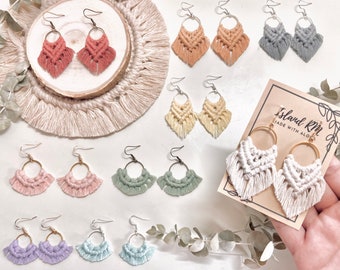 27colors / Macramé earrings / Boho earrings / Macrame fringe earrings