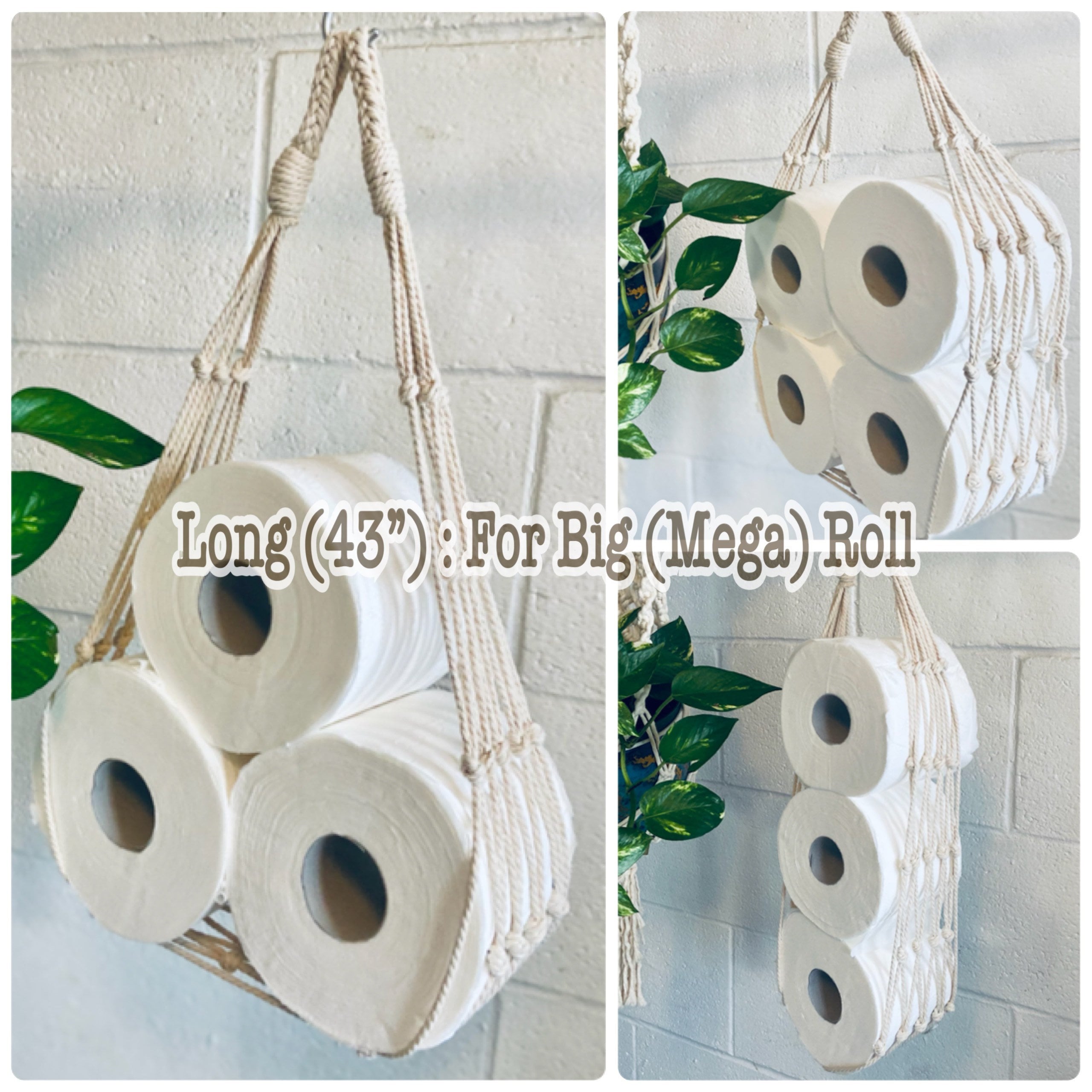 Macrame Toilet Paper Hammock / 27 Colors Available / Toilet Paper
