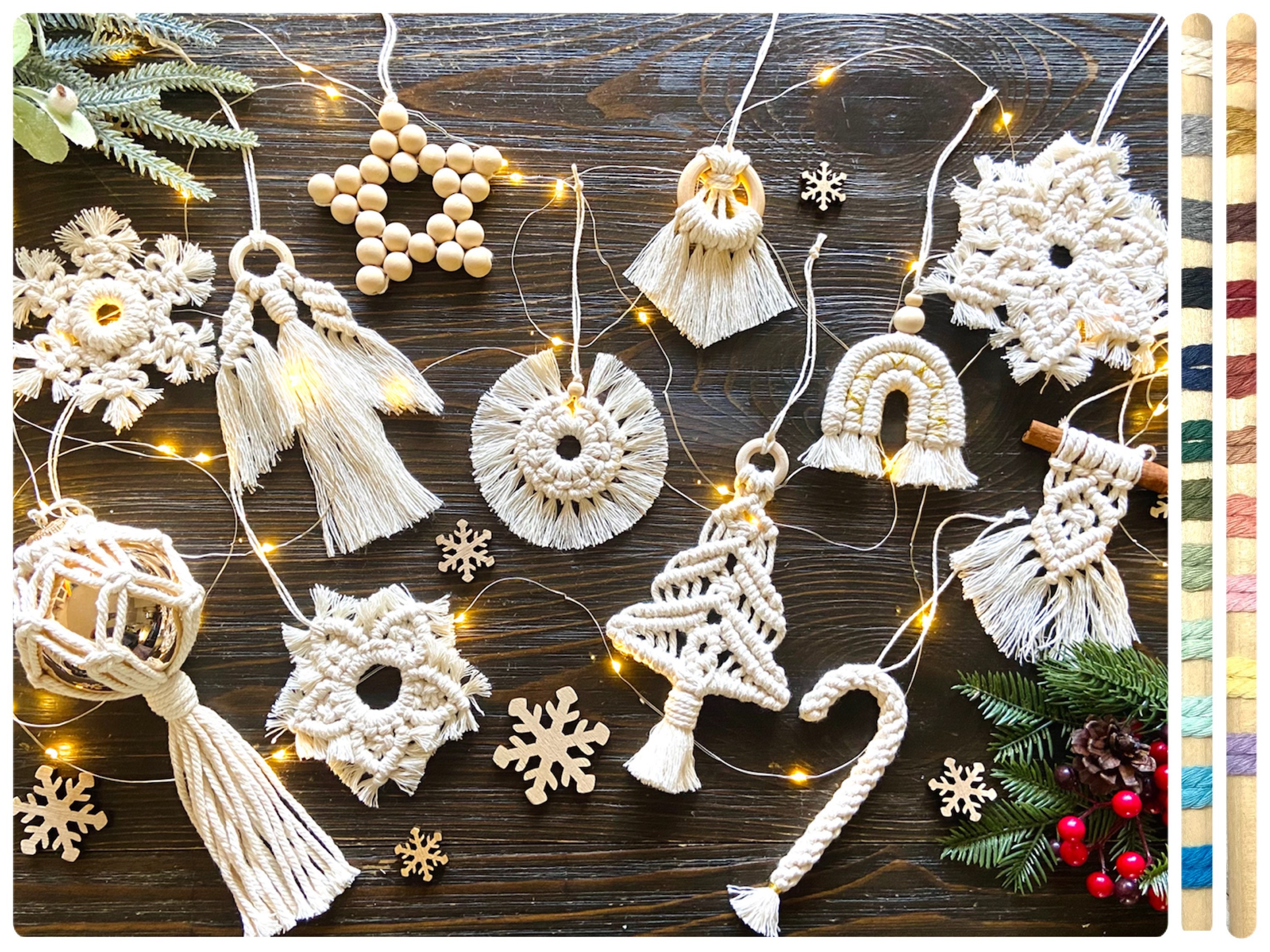 DIY Christmas ornament kit. Macrame christmas ornament set