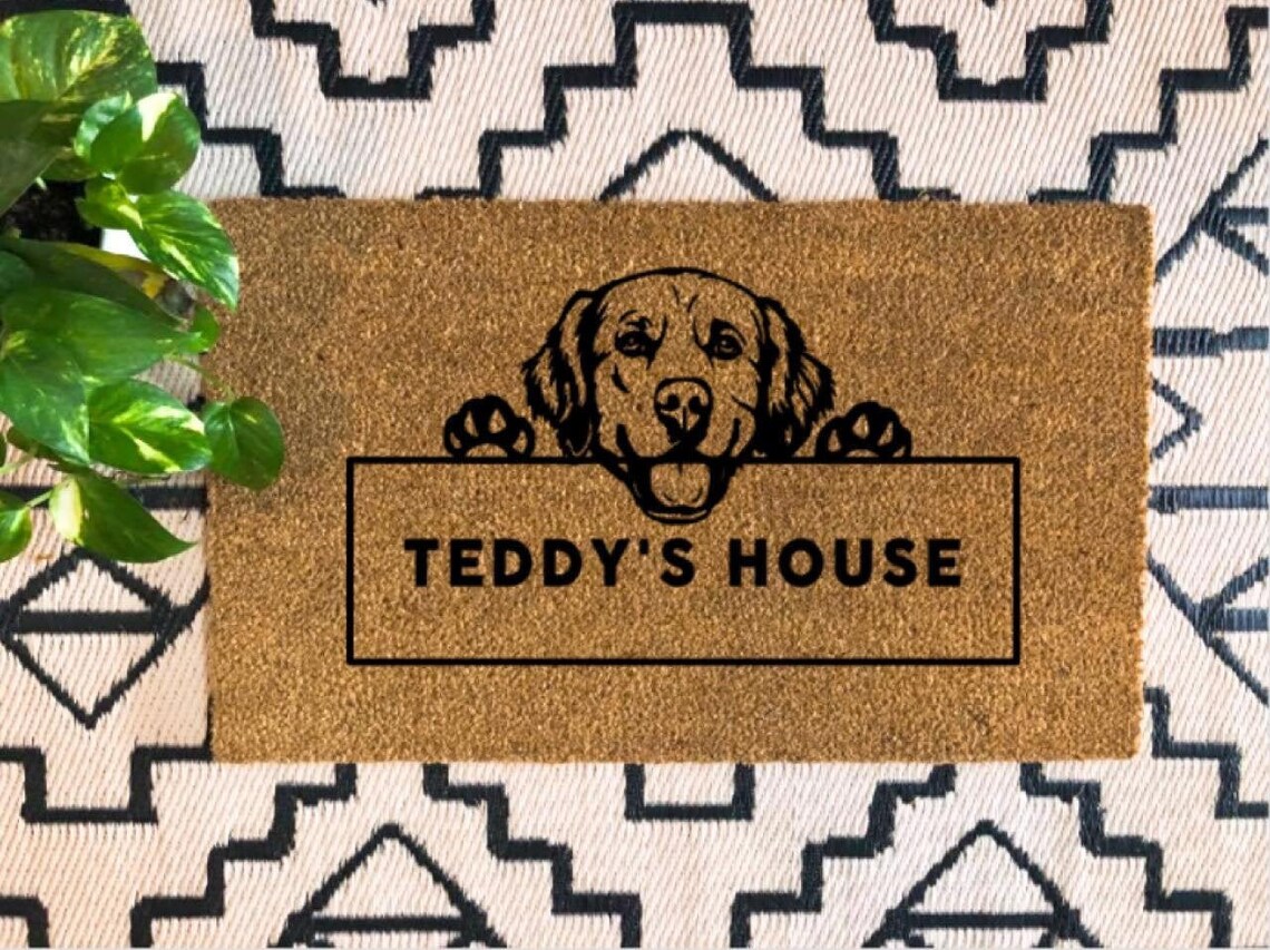 Dog House Doormat Dog Face Pet Doormat Custom Pet Name Etsy