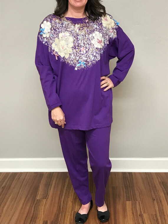 1990's Painted Purple Pant Set