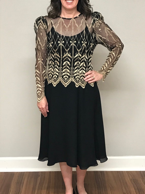 black gold lace dress