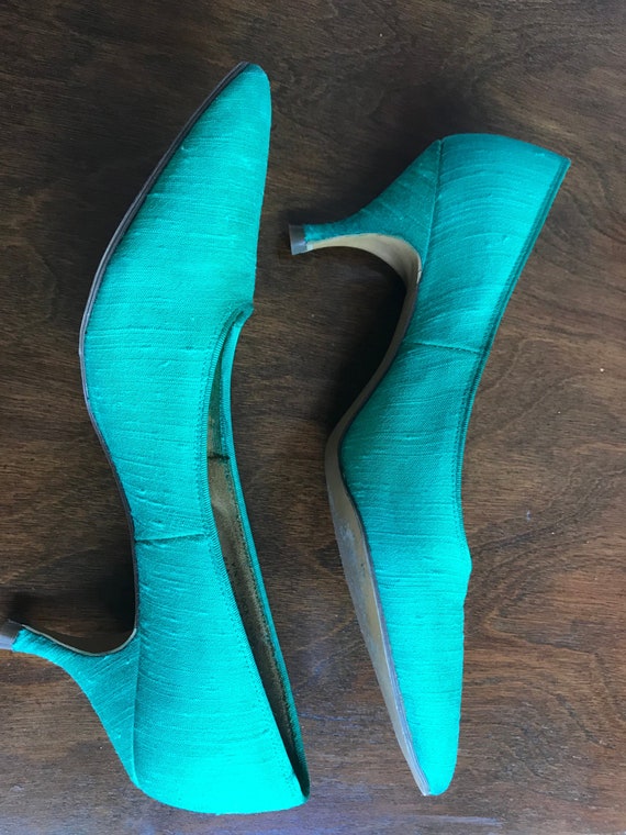 Vintage Handdyed Kelly Green Pumps Etsy