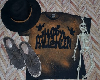Happy Halloween Kids Bleached T-Shirt