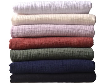 Double Layered Gauze Muslin Fabric, 100% Cotton Muslin Fabric for Babies, Soft Plain Muslin Cotton Fabric, Apparel Fabric, By The Half Yard