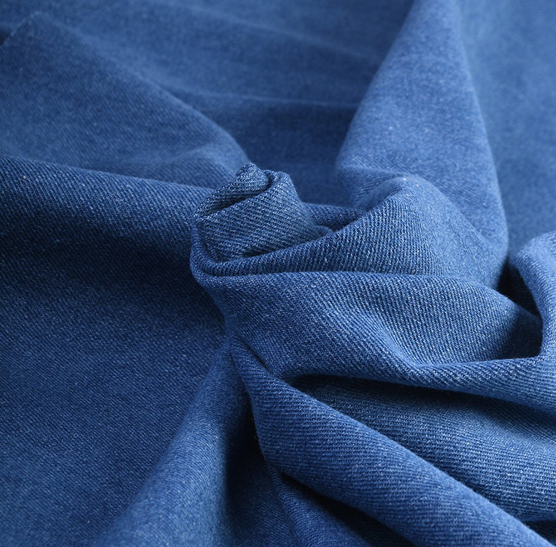 Heavy Blue Denim Fabric Washed Denim Fabric Cotton Denim - Etsy