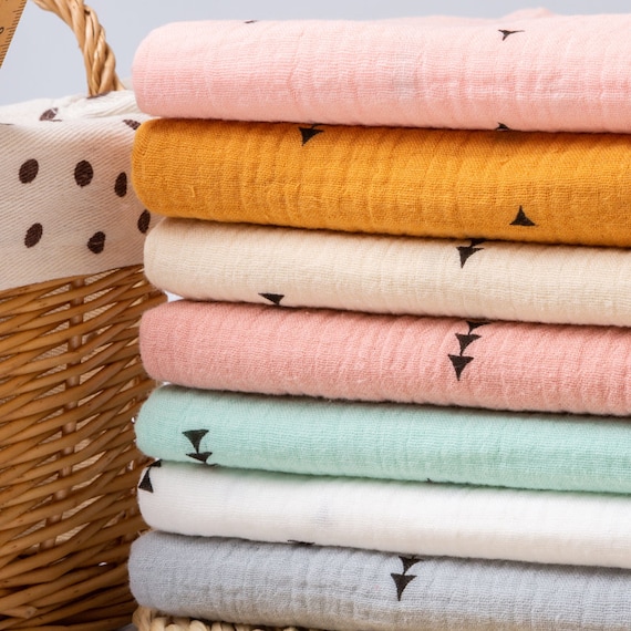 Double Layered Gauze Muslin Fabric, 100% Cotton Muslin Fabric for Babies, Soft Plain Muslin Cotton Fabric, Apparel Fabric, By The Half Yard