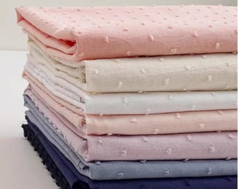 Swiss Dot Cotton Fabric, Multicolor Solid Color Cotton Fabric, Jacquard Cotton Fabric, DIY Spring Dresses Shirt Material, By The Half Yard