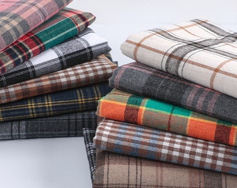 Brushed Plaid Fabric, Check Fabric, Flannel Fabric, Fabric in the UK, Apparel Fabric, Sewing Fabric, Craft Fabric, By the Half Yard