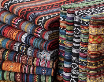 Bohemian Fabric, Vintage Ethnic Fabric, Boho Stripy Fabric, Tribal Fabric, Tablecloth Fabric, Upholstery Fabric, By the Yard