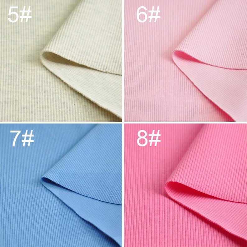 May include: Four fabric swatches in different colors: beige, pink, light blue, and hot pink. Each swatch has a number printed on it: 5#, 6#, 7#, and 8#.