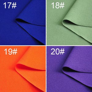 May include: Four fabric swatches in different colors: blue, green, orange, and purple. Each swatch has a number label: 17#, 18#, 19#, and 20#.