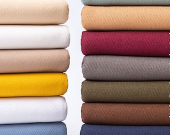 Washed Cotton Fabric, Twill Fabric, 100% Cotton Fabric, Colored Cotton Fabric, Apparel Fabric, By the Half Yard