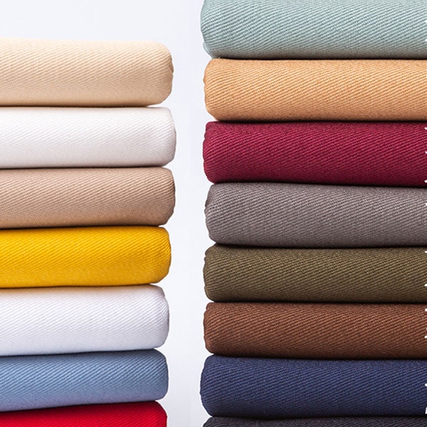 Washed Cotton Fabric, Twill Fabric, 100% Cotton Fabric, Colored Cotton Fabric, Apparel Fabric, By the Half Yard