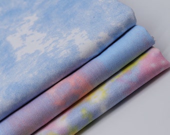 Tessuto di cotone tinto cravatta colorata, tessuto denim, denim di cotone, denim morbido, tessuto per indumenti, entro il mezzo cortile
