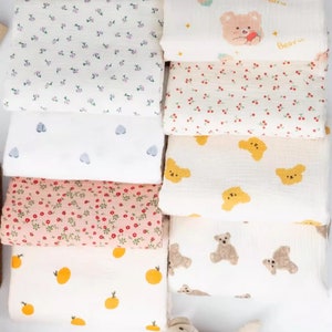 Double Layered Gauze Muslin Fabric, Cotton Fabric, Soft Baby Clothes Fabric, Summer Fabric, Sold By the 1/2 Yard