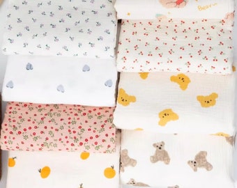 Double Layered Gauze Muslin Fabric, Cotton Fabric, Soft Baby Clothes Fabric, Summer Fabric, Sold By the 1/2 Yard