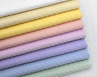 Swiss Dot Cotton Fabric, Multicolor Solid Color Cotton Fabric, Jacquard Cotton Fabric, DIY Spring Dresses Shirt Material, By The Half Yard