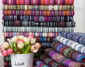 Tissu bohème, tissu à rayures bohème, tissu tribal, tissu ethnique, tissu de nappe, tissu vintage, tissu d'ameublement, par mètre