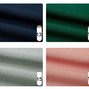 May include: A collection of fabric swatches in various colors. The swatches include navy blue, forest green, light gray, and a soft peach. Each swatch is labeled with a number in a white rectangle.