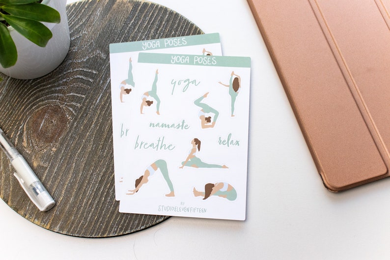 Yoga Poses Sticker Sheet yoga stickers yoga breathe Etsy