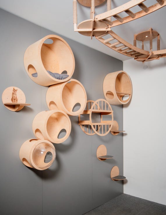 Ponte Per Gatti Da Parete In Legno E Sisal - 90 Cm, Con Rampa Per Arrampicata - Risparmia Spazio - Foto 10