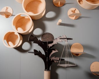 Modern Wooden Palm Tree Cat Tree – Sisal Scratching Post