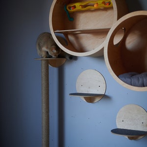 SET HOUSES for CATS, Cat House, Modern Cat Furniture, Gift for Cat Lover, Large Cat Bed, Cat Shelf, Cat wall Tree, Modern Wall