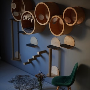 SET HOUSES for CATS, Modern Cat Furniture, Gift for Cat Lover, Cat Gift, Cat House, Cat Shelf, Cat wall Tree, Modern Wall