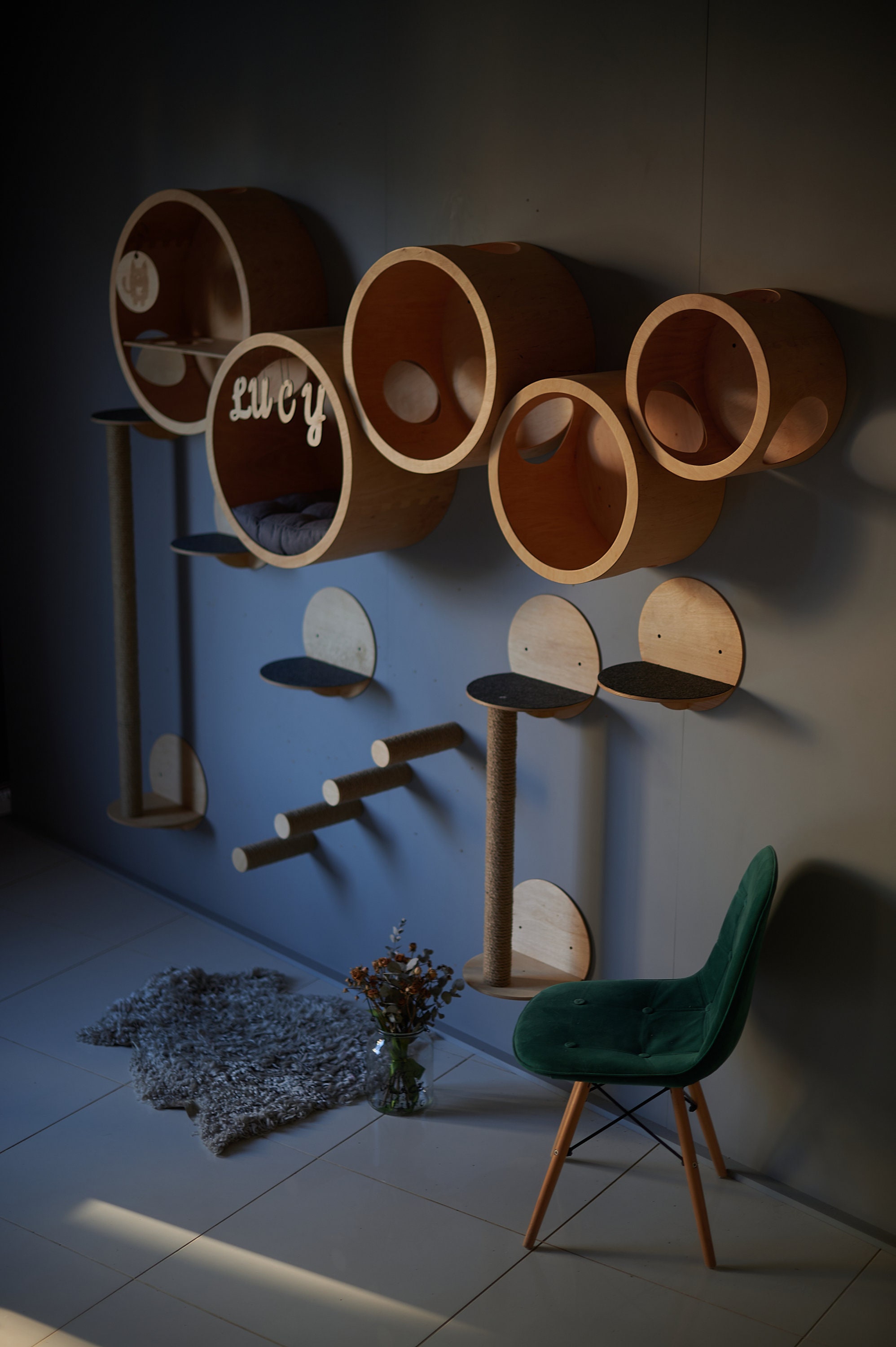 SET HOUSES for CATS, Modern Cat Furniture, Gift for Cat Lover, Cat Gift, Cat House, Cat Shelf, Cat wall Tree, Modern Wall