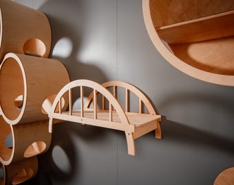 Wooden Cat Bridge, Wall Mounted Cat Bridge, Modern Cat Furniture, Stylish Cat Bridge