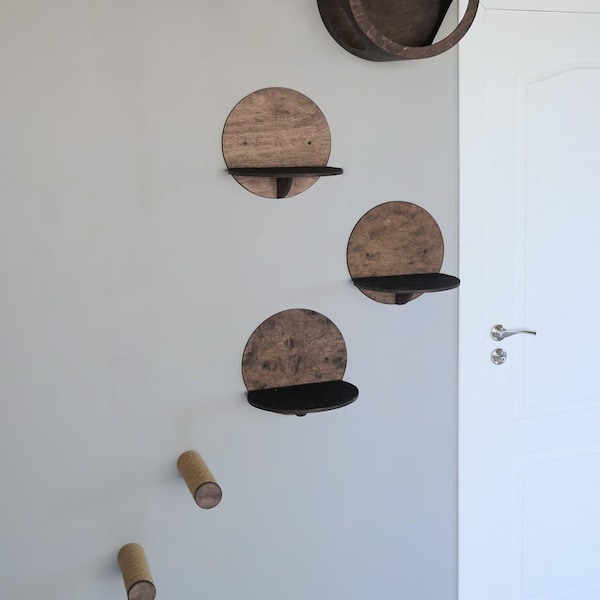 Handmade Birch Plywood Cat Steps, Wall Mounted Cat Shelf