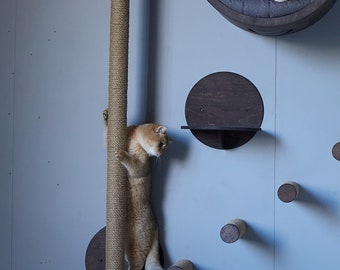 Handmade Birch Plywood Cat Scratcher, Modern Wall Climbing Tree