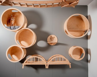 Wooden Cat Bridge, Wall Mounted Cat Bridge, Modern Cat Furniture, Stylish Cat Bridge
