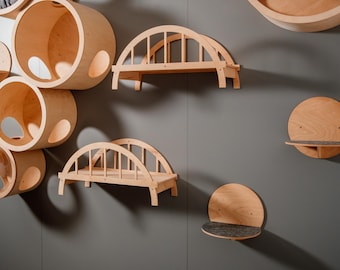 Wooden Cat Bridge, Wall Mounted Cat Bridge, Modern Cat Furniture, Stylish Cat Bridge