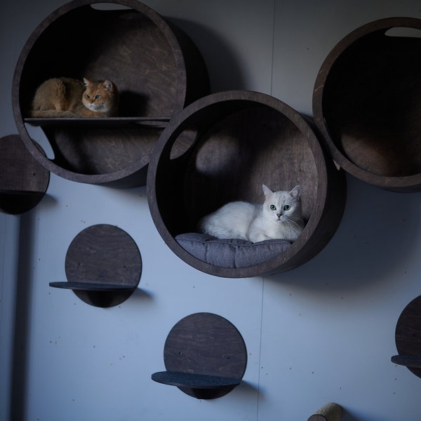 Katzenwandhaus, Ensemble de baguettes Katzen, Katzenwand, Katzen bett, Baguette Kratzbaum, Katzen wandelemente, Kratzstamm