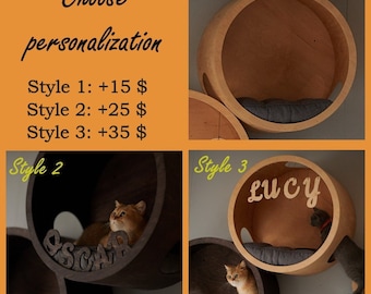 Personalisierung für Katzen, Geschenk für Katzenliebhaber, Katzengeschenk, Katzenhaus mit Personalisierung, Katzenregal