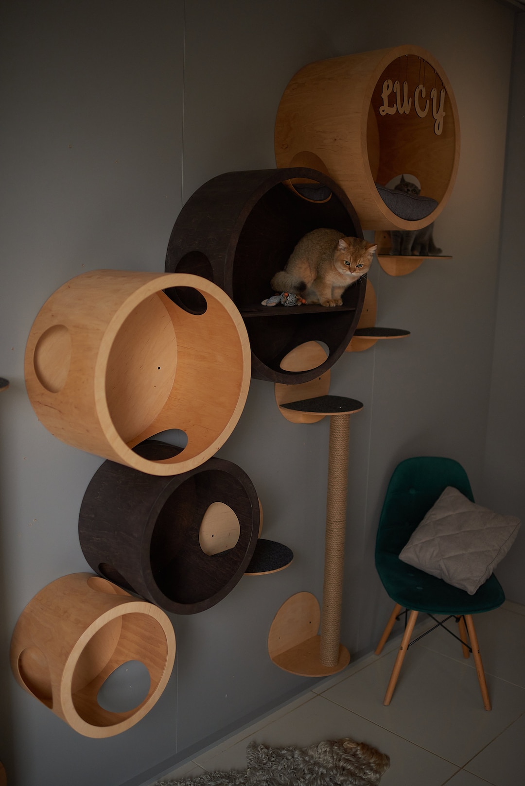 SET HOUSES for CATS, Modern Cat Furniture, Gift for Cat Lover, Large