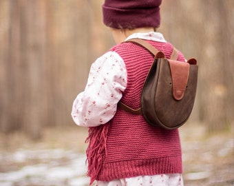 Toddler leather backpack Teddy bear bag Small backpack