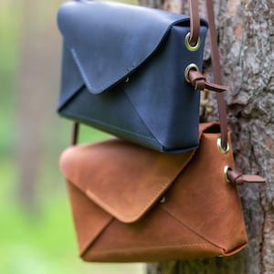 Piccola borsa a tracolla in pelle Custodia per telefono Portafoglio blu