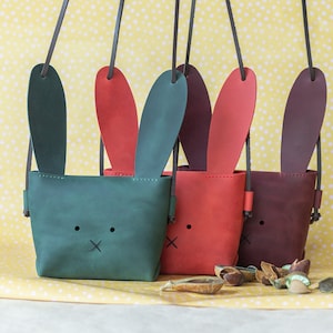 Sac à main lapin pour tout-petit Sac lapin de Pâques en cuir Cadeau fait main pour fille