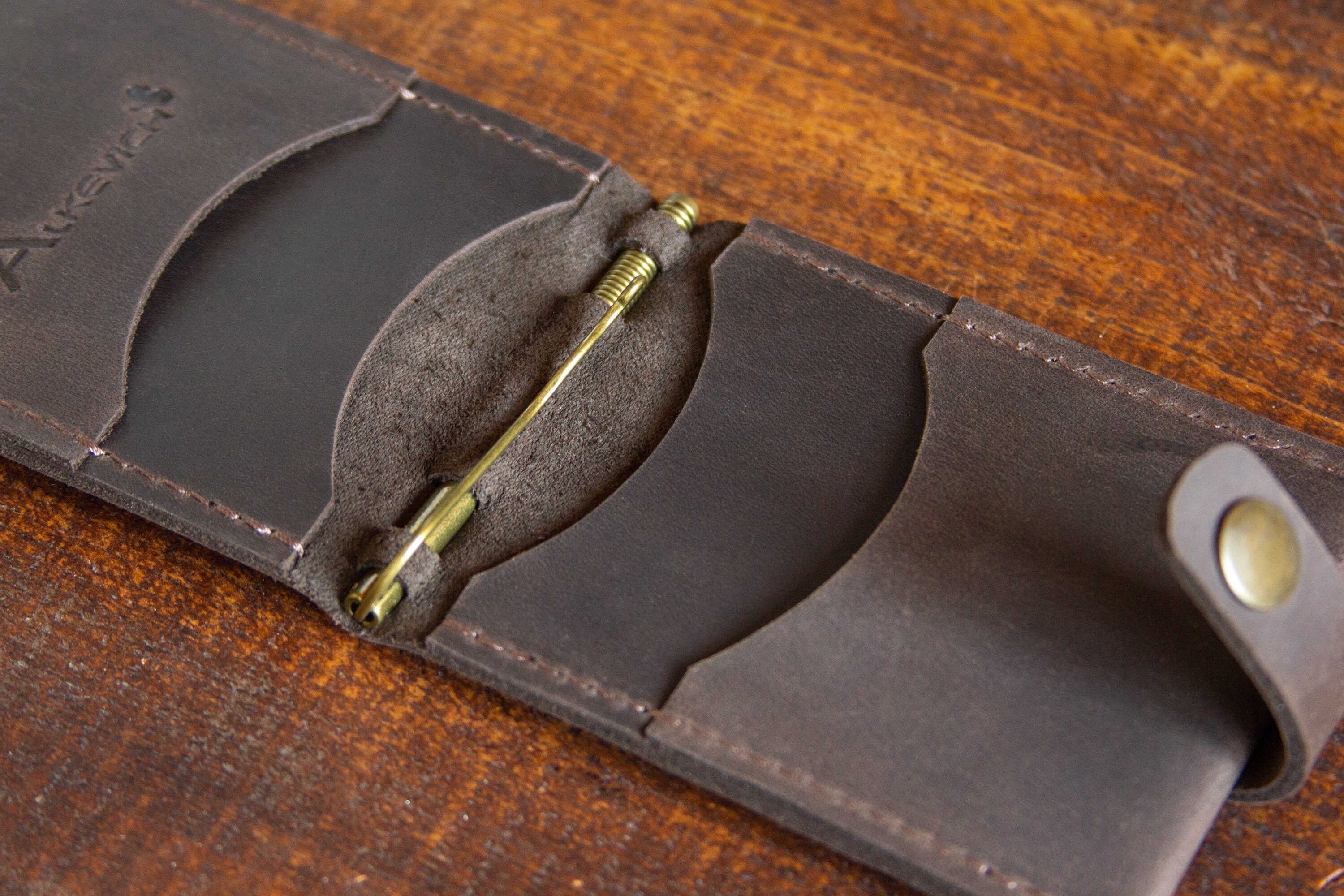 Small leather wallet Engraved money clip Compact wallet Etsy