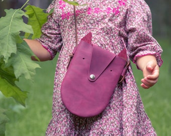 Toddler fox bag Leather crossbody purse Pencil case cute