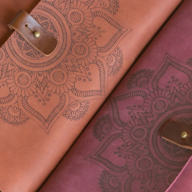 Women leather bag Mandala purse Mini crossbody bag image 8