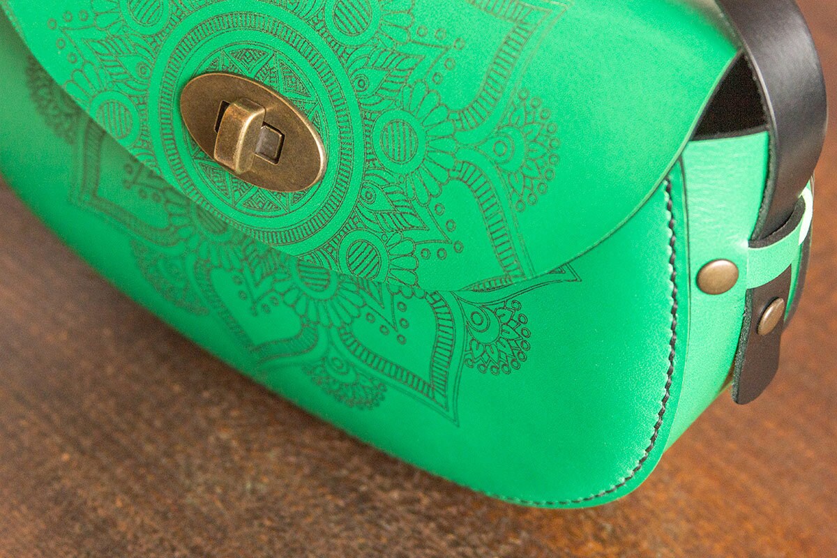 Mandala Bag Saddle Leather Purse Woman Green Bag - Etsy