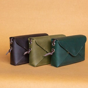 Leather crossbody bag Small women purse Small envelope clutch Mini crossbody wallet Crossbody cell phone purse image 1