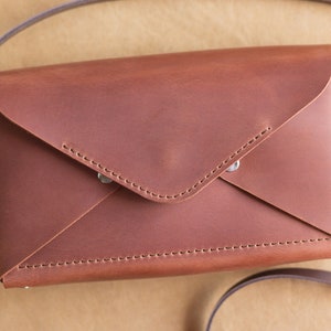 Leather crossbody bag Small women purse Small envelope clutch Mini crossbody wallet Crossbody cell phone purse image 2